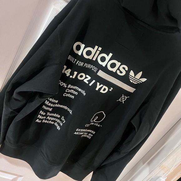 Adidas Zip Up Black Graphic Hoodie - Picture 2 of 4